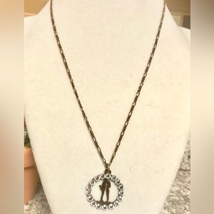 Cowboy/Cowgirl Sweet Romantic Lasercut Rust Pendant with Bling